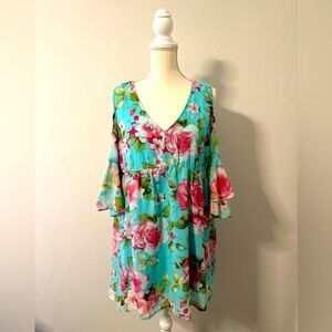 JODIFL Floral cold shoulder dress size large